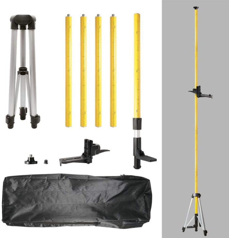 12 Ft./3.7m Tripod Telescoping Pole with 1/4Inch by 20Inch Laser