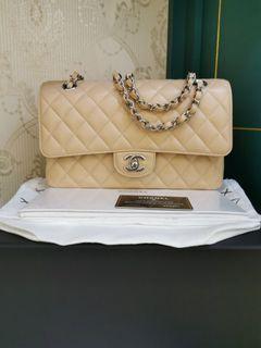 #28 BNIB Chanel Classic Double Flap Medium Beige SHW