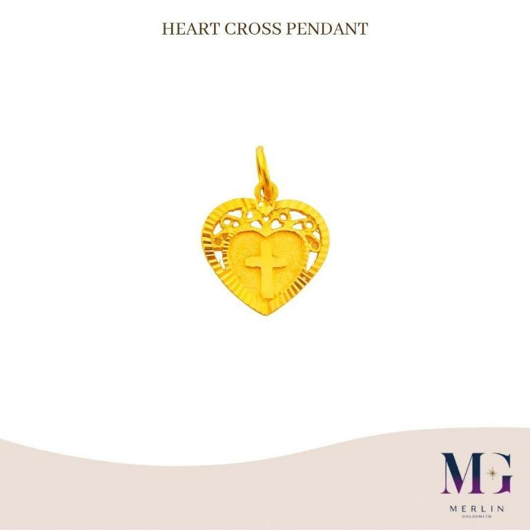 Gold heart sale cross pendant