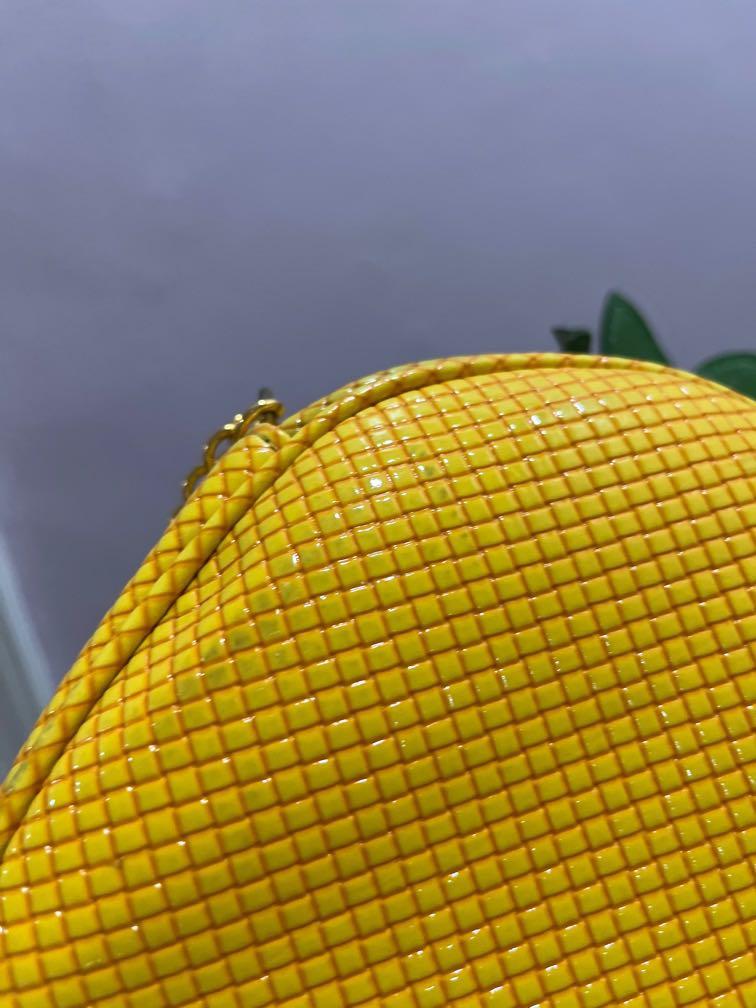 Abby Jocson Mini Pineapple Bag (Category: Purses & Pouches) located in Quezon City. Submitted by hellocaitlin (Listing ID 1128255458, Image 3). Description: - worn out around 2x! - has some minor staining in the patent leather ( just from being in storage) - slightly negotiable - can bundle with the watermelon baf - was bought for around 800 php mop: gcash/shopee checkout mod: lalamove/grab (metro manila) + shopee checkout.