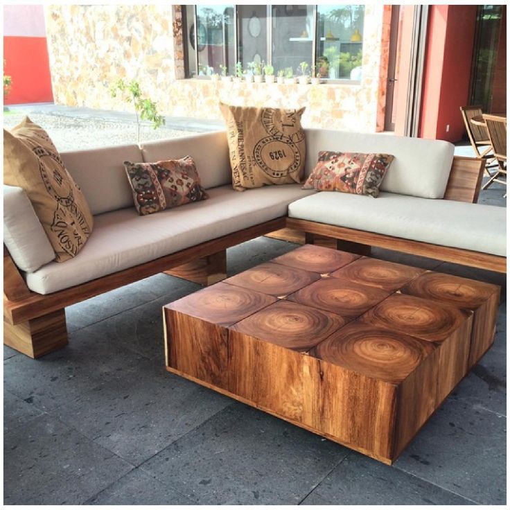 Acacia sofa set with center table, Furniture & Home Living, Furniture