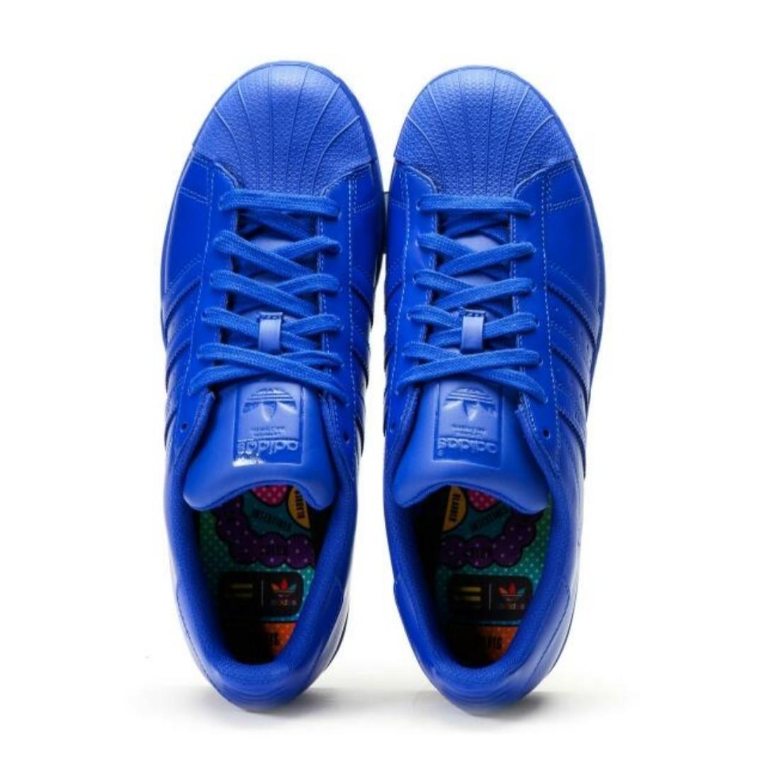 Adidas Pharrell Williams Superstar Shoes Men's Size 9.5 Royal Blue  Supercolor
