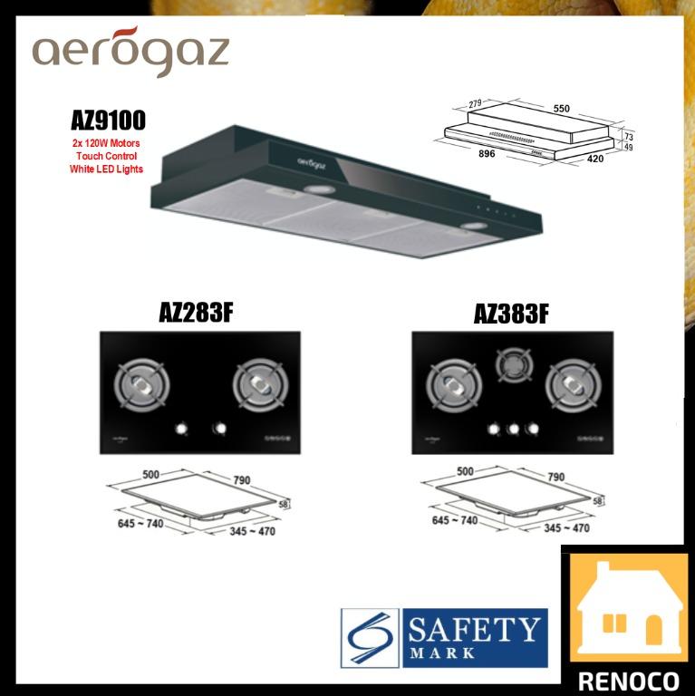Aerogaz black hood and black hob, TV & Home Appliances, Kitchen