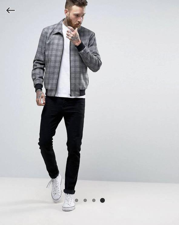 Grey check hot sale bomber jacket