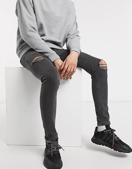 Repaste helt bestemt slave ASOS New look super skinny jeans with rips in grey, Men's Fashion, Bottoms,  Jeans on Carousell