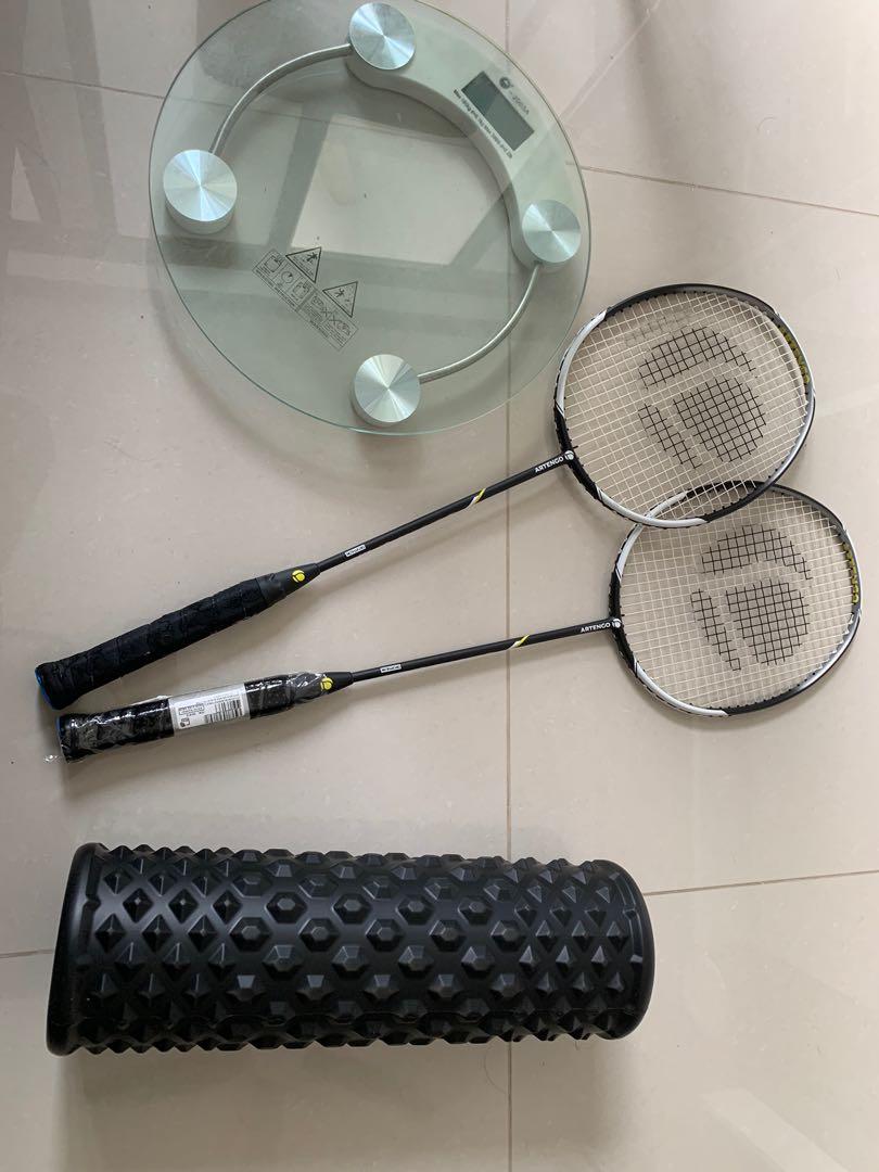Badminton racket, roller and weighing scale, Sports Equipment, Sports ...