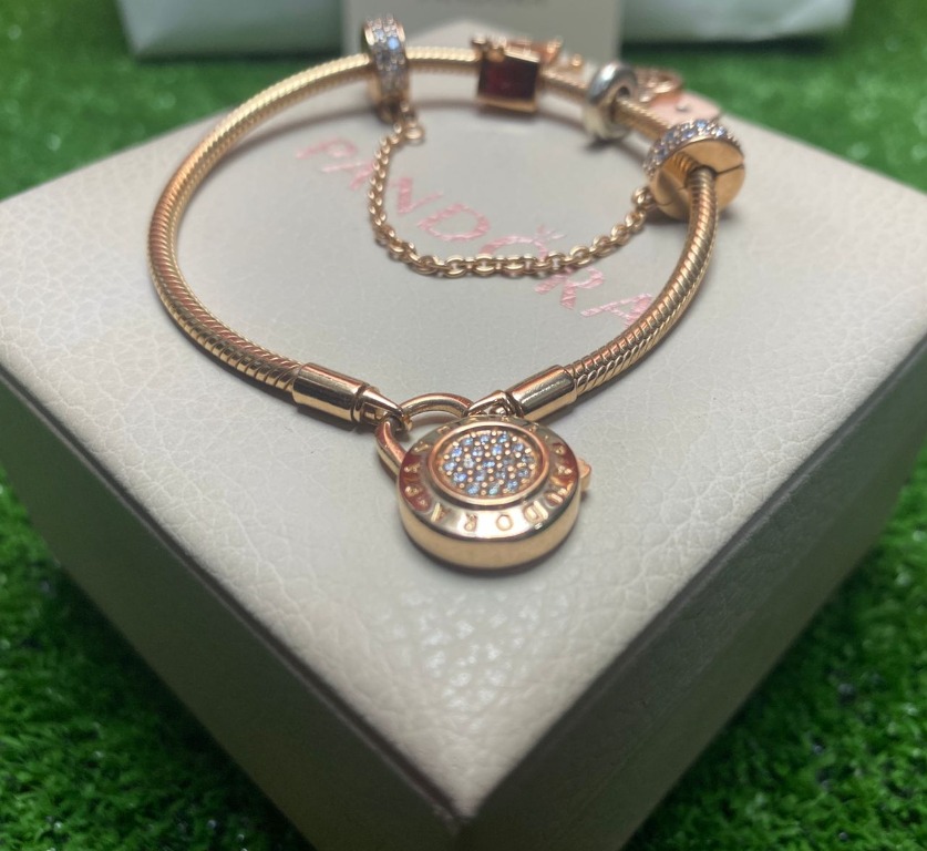 Pandora gold padlock bracelet sale