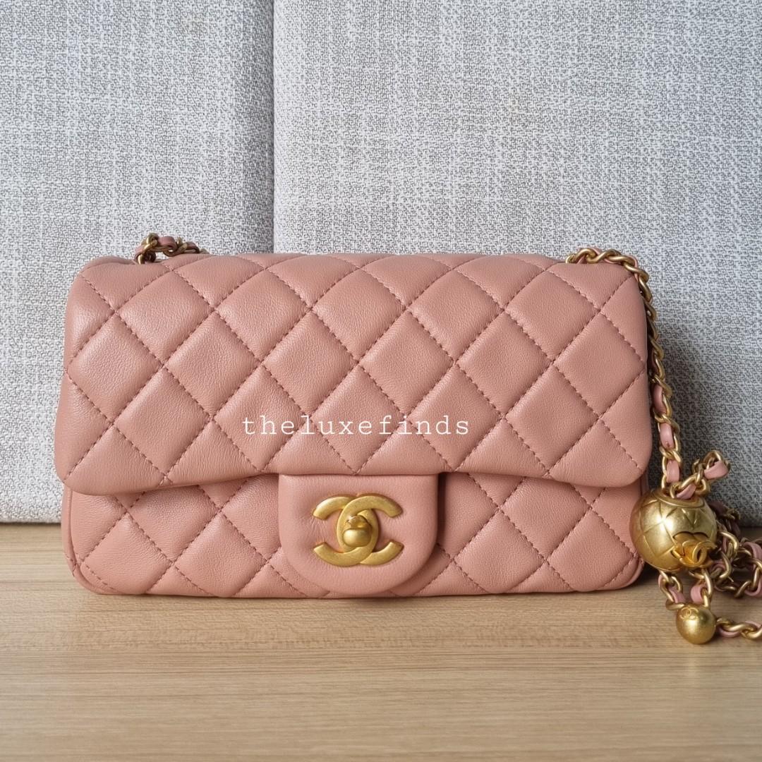 Chanel Pink Pearl Crush Square Mini Flap Antique Gold Hardware  Madison  Avenue Couture