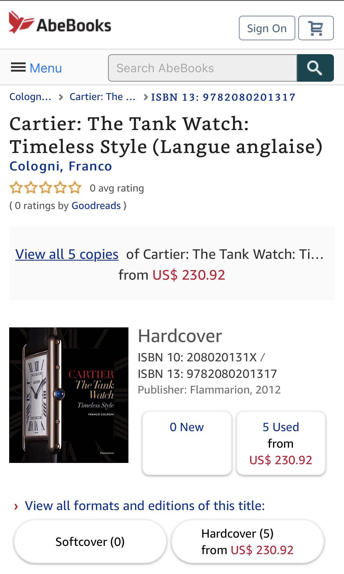 cartier tank watch coffee table book, Luxury, Watches on Carousell