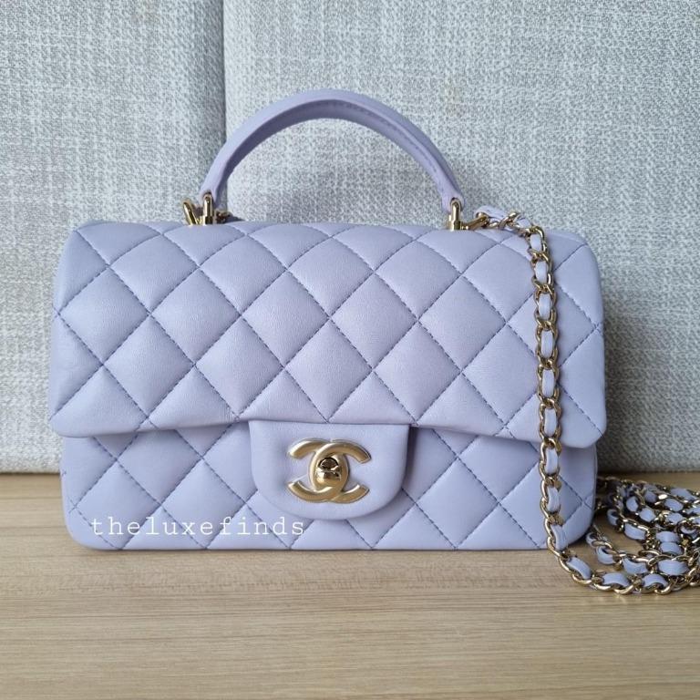 🦄💖Chanel 21K Mini Top Handle (Light Purple/ Lilac, Lambskin) (Non-nego),  Luxury, Bags & Wallets on Carousell