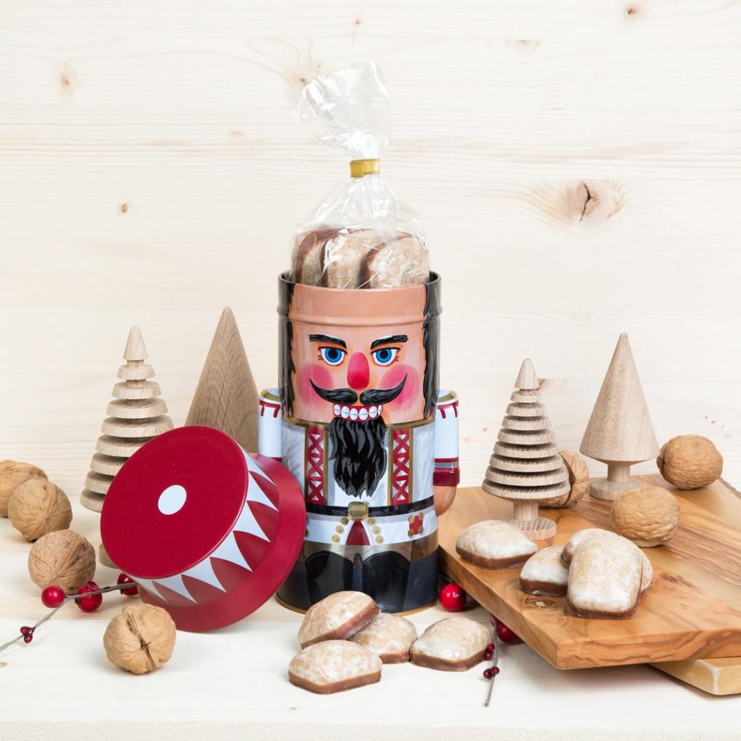 Christmas Cookies: Mini Lebkuchen In Nutcracker Tin, Food & Drinks, Other Food & Drinks On Carousell