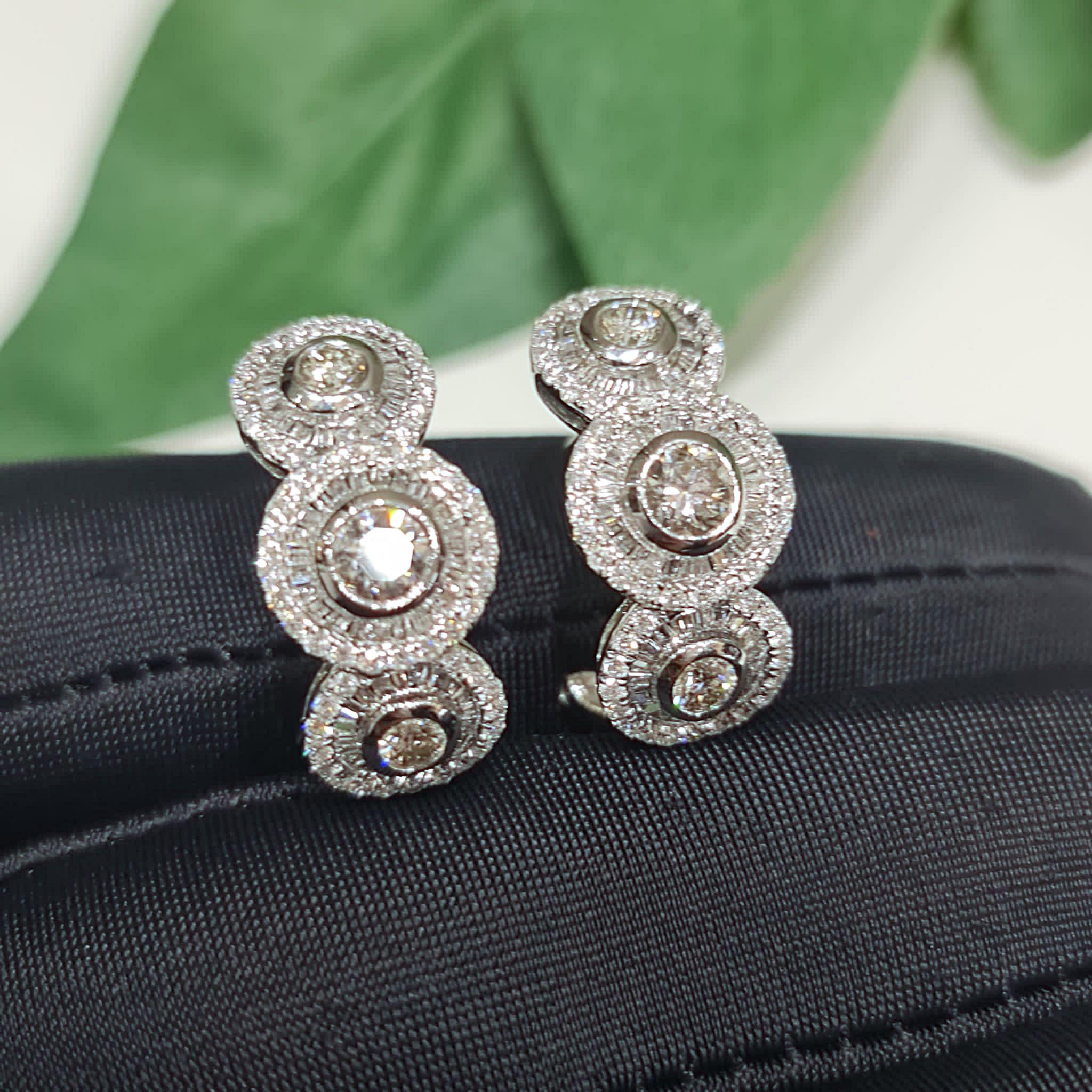 Classic 6 stone diamond earrings bezel setting