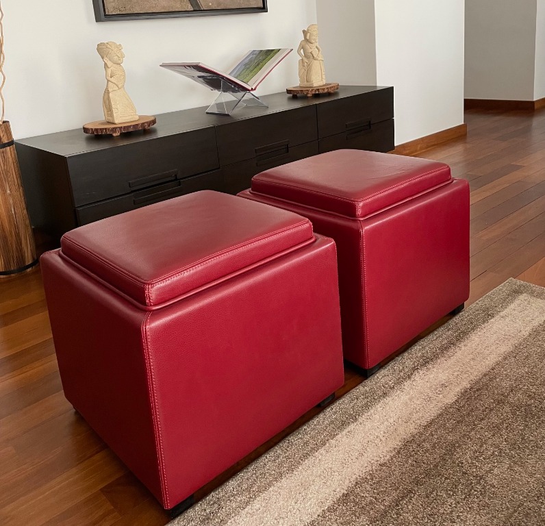 Crate and barrel shop leather storage ottoman