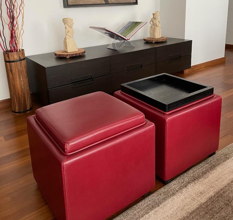 Crate and online barrel leather ottoman