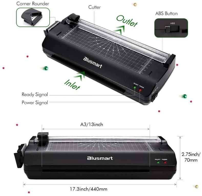 (Demo Set)13 inches Laminator, Blusmart Multiple Function A3 Laminator