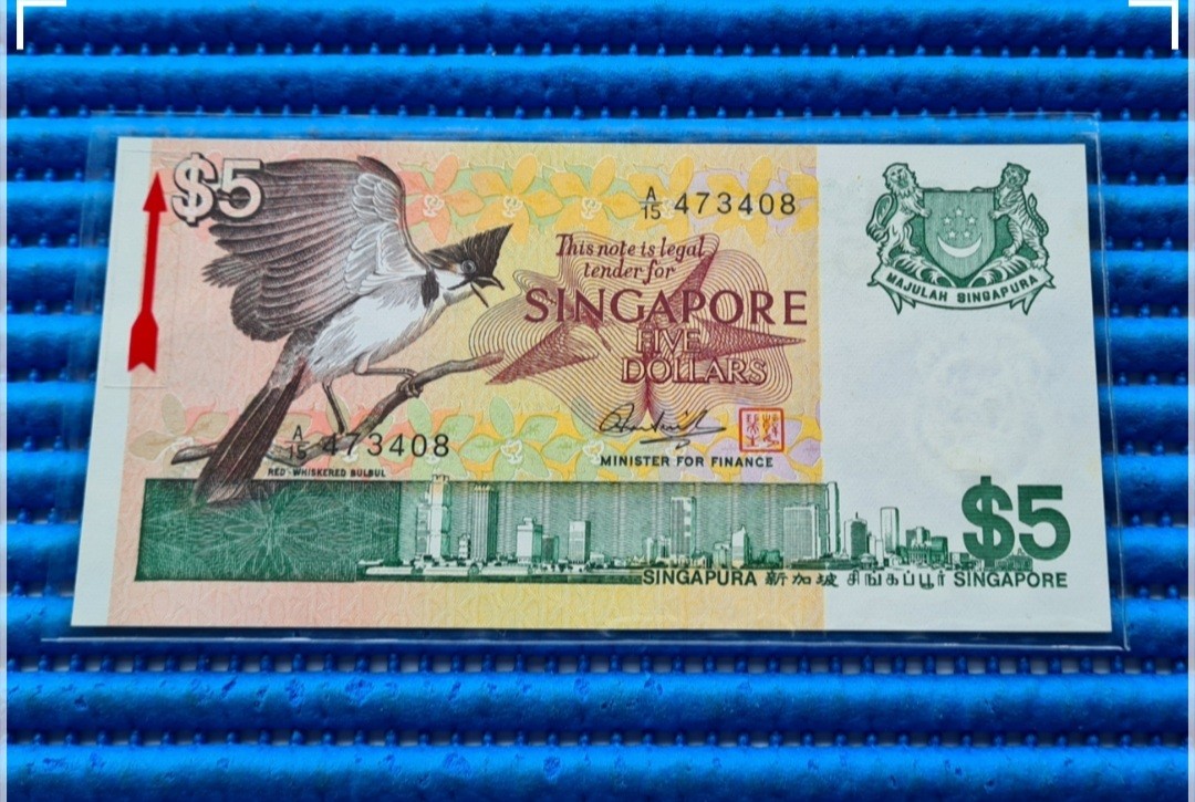 Error Singapore Bird Series 5 Note A15 473408 Misalignment Error