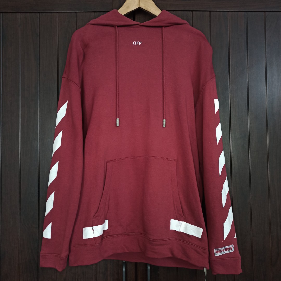 Burgundy off sales white hoodie