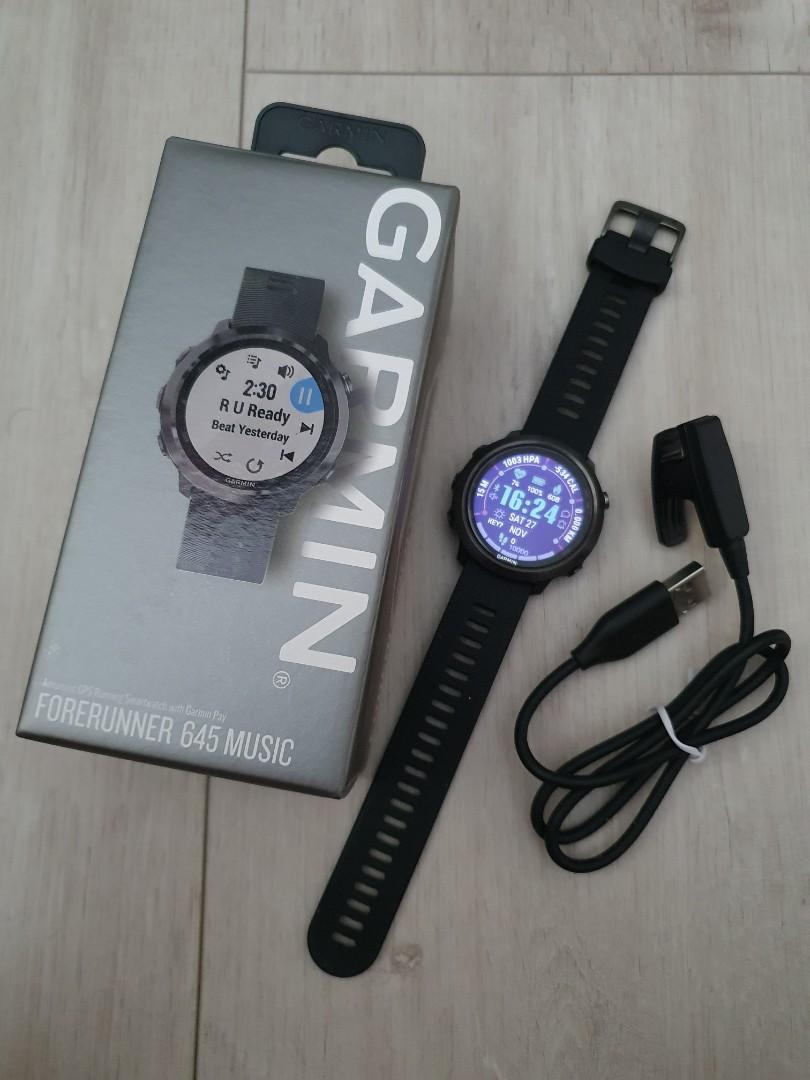 Garmin Forerunner 645 Music Slate Black Mobile Phones Gadgets Wearables Smart Watches on Carousell