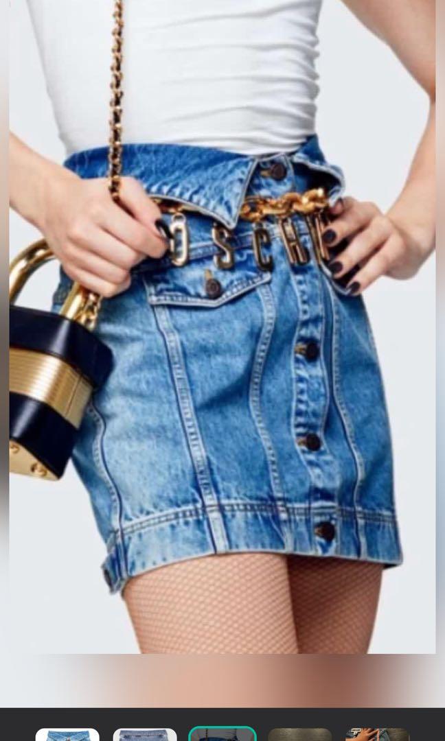 H m hnm moschino h moschino denim skirt Women s Fashion Bottoms