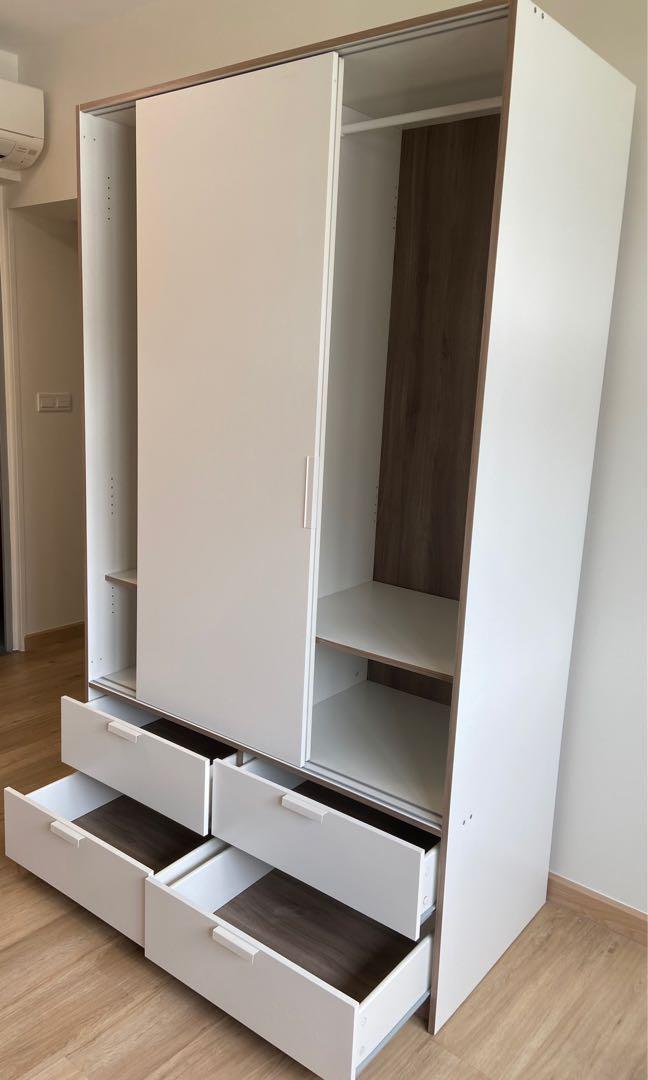 Ikea Trysil wardrobe w sliding door/4 drawers, Furniture & Home Living, Furniture, Shelves