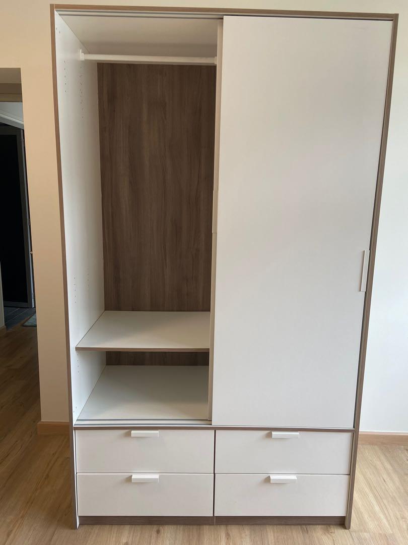 Ikea Trysil wardrobe w sliding door/4 drawers, Furniture & Home Living, Furniture, Shelves