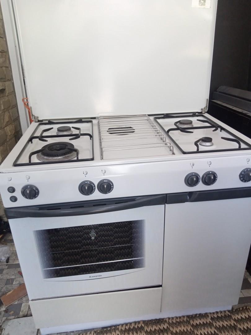 Kompor Freestanding Ariston 4 Tungku White Enamel With Oven Kitchen