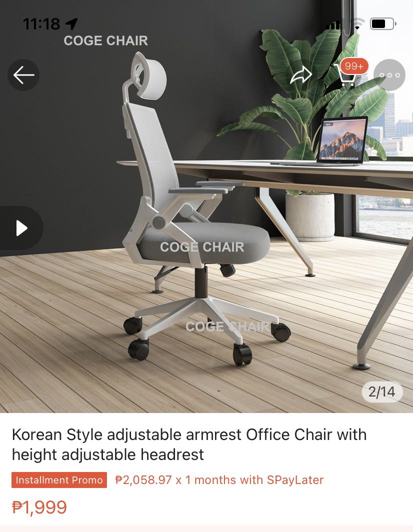 Korean style ergonomic office chair/ Adjustable armrest with headrest