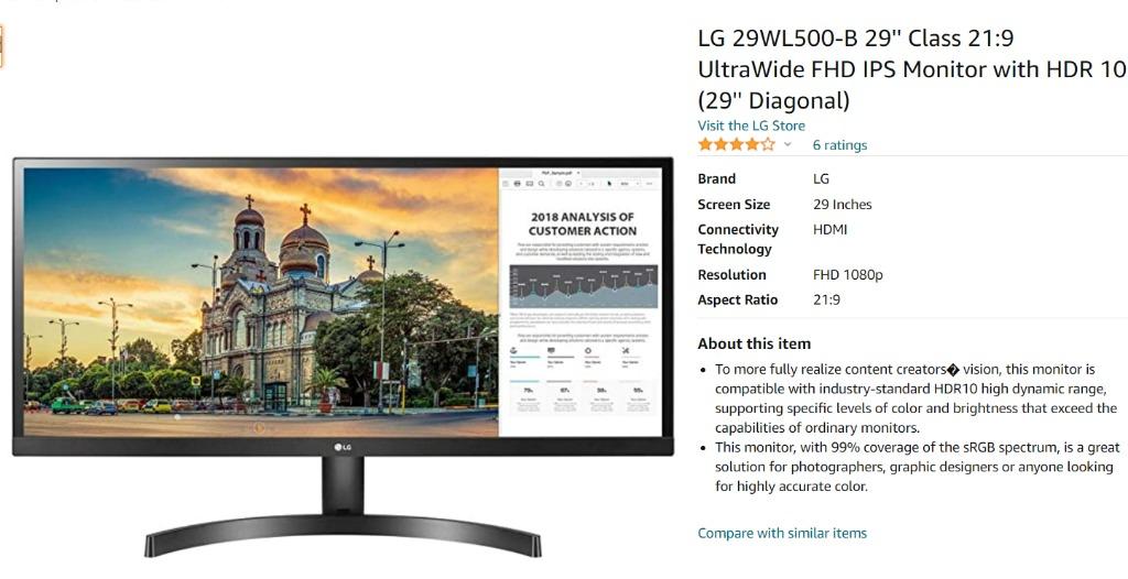 Écran LED IPS Full HD 29 classe 21:9 UltraWide® avec AMD FreeSync