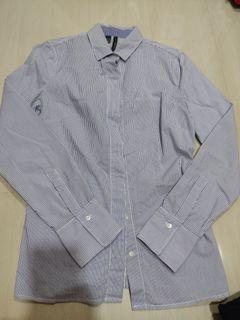 Mango blue and white striped work shirt