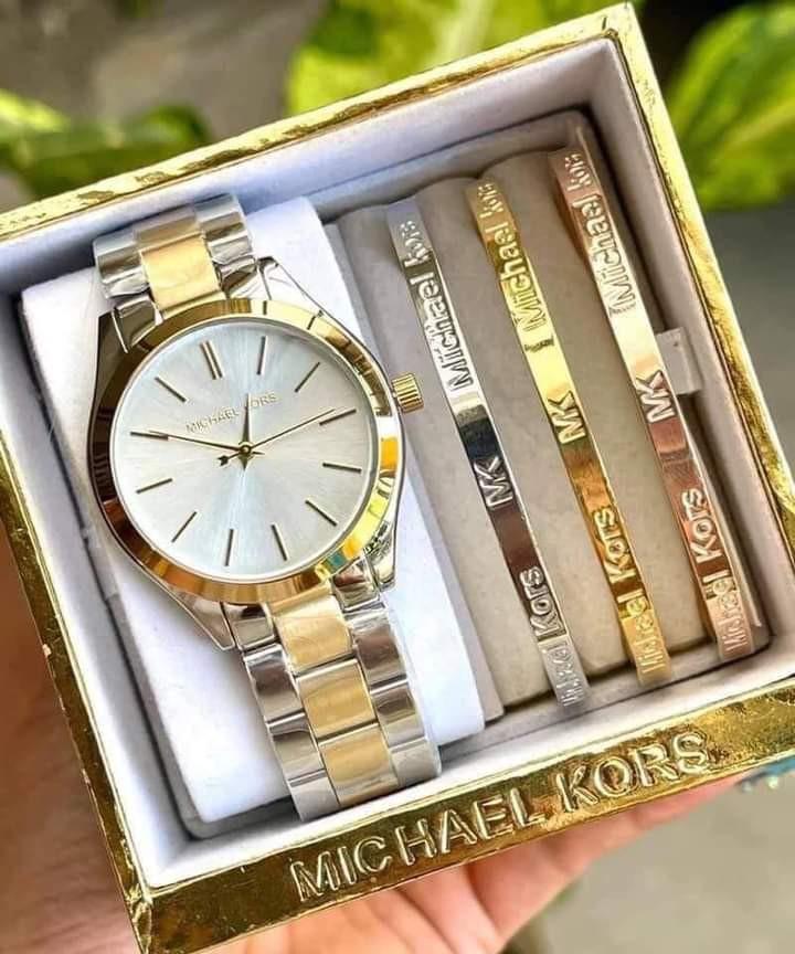 MK SET WITH 3 BANGLES AUTHENTIC WATCH