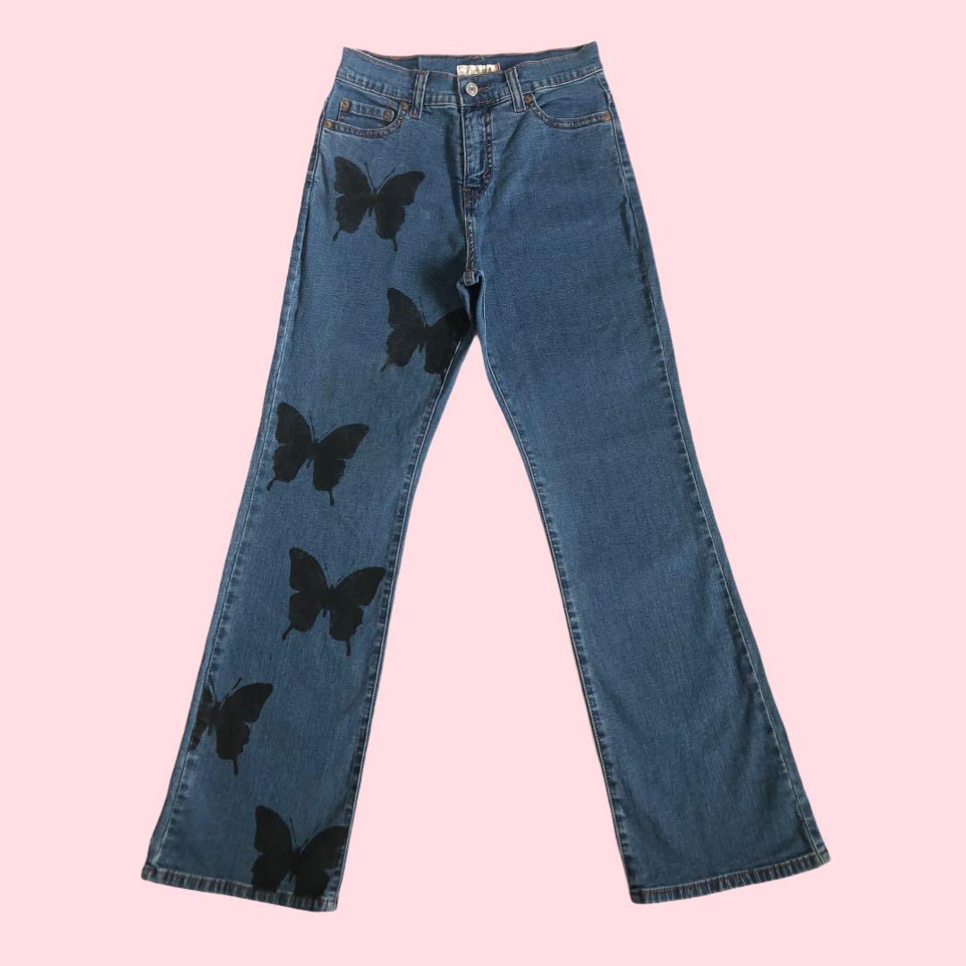 painted butterfly jeans