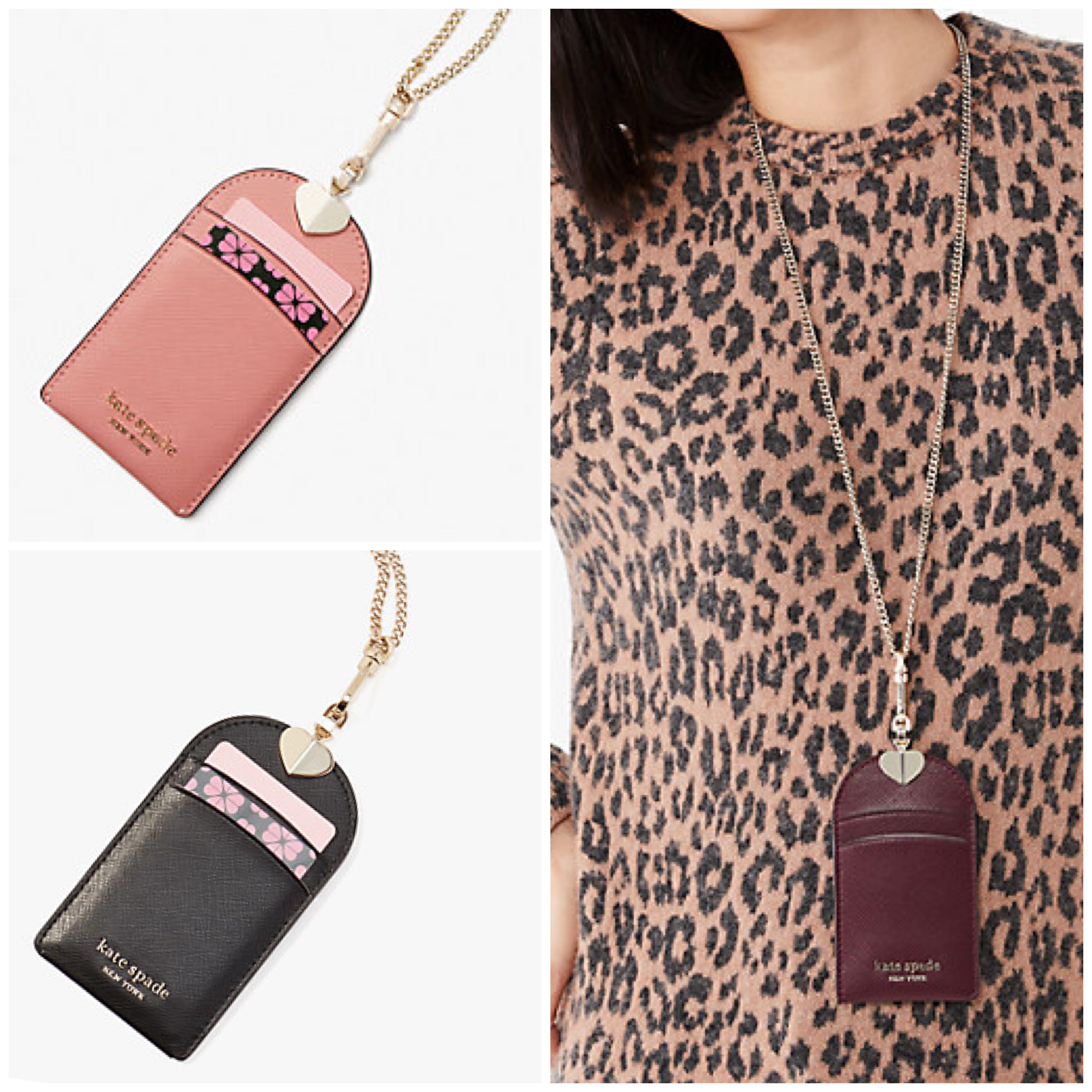 INSTOCK Kate Spade Spencer Lanyard Detachable Card Case Holder Serene Pink  / Grenache Maroon Burgundy / Black, Women's Fashion, Bags & Wallets,  Wallets & Card Holders on Carousell