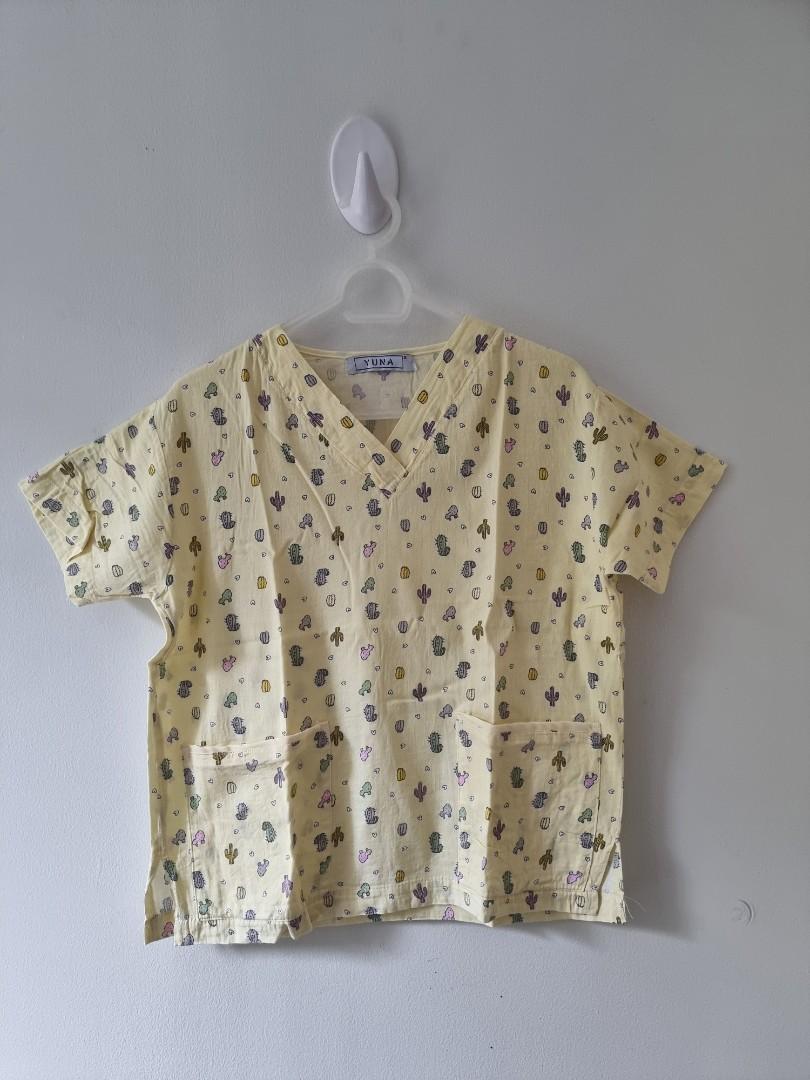 Scrub Suit (Category: Medical Supplies & Tools) located in Antipolo. Submitted by gomed (Listing ID 1128156921, Image 1). Description: Cute printed yellow scrub suit top Small Size Top Pants are loose fitting w side pockets. Very comfy Still in very good condition.