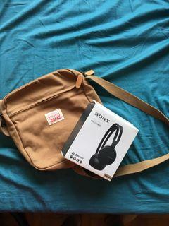 Sony wireless headphones and Levi’s sling bag( Bundle deal)