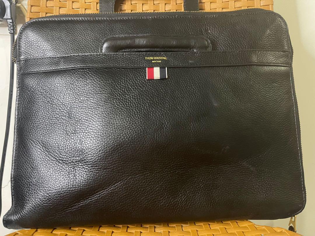 Thom Browne Leather Briefcase, Fesyen 