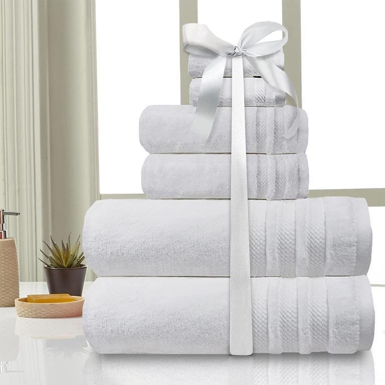 TRIDENT Luxury 6 Piece Bath Towel Set, 2 Large Bath Towels 2 Hand