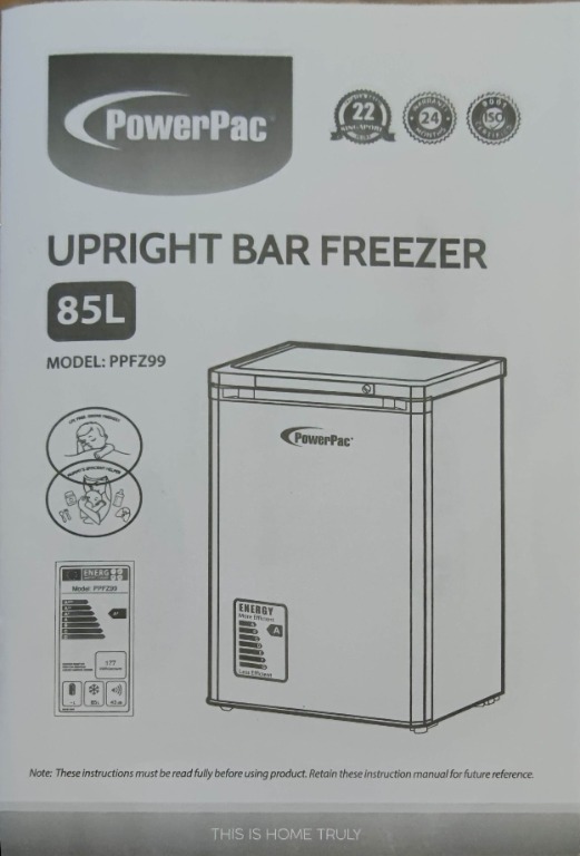 Upright Bar Freezer PowerPac 85L, TV & Home Appliances, Kitchen
