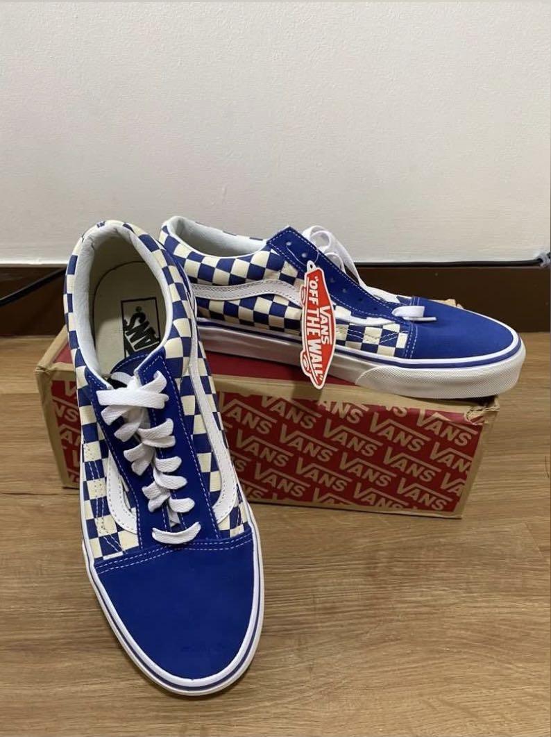 vans old skool blue and white checkered