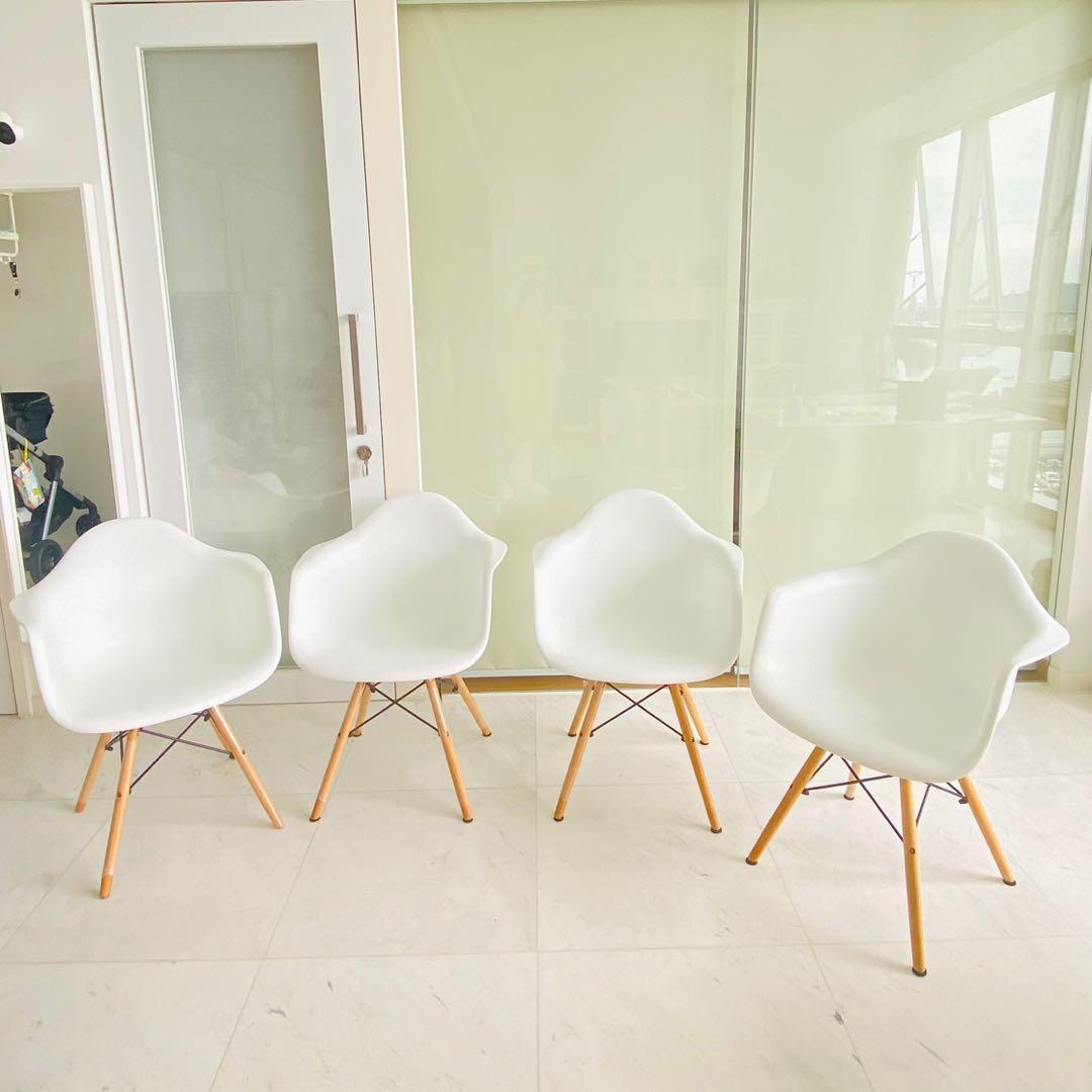 IKEA Dining Chairs (White + Birch Wood), Furniture & Home Living