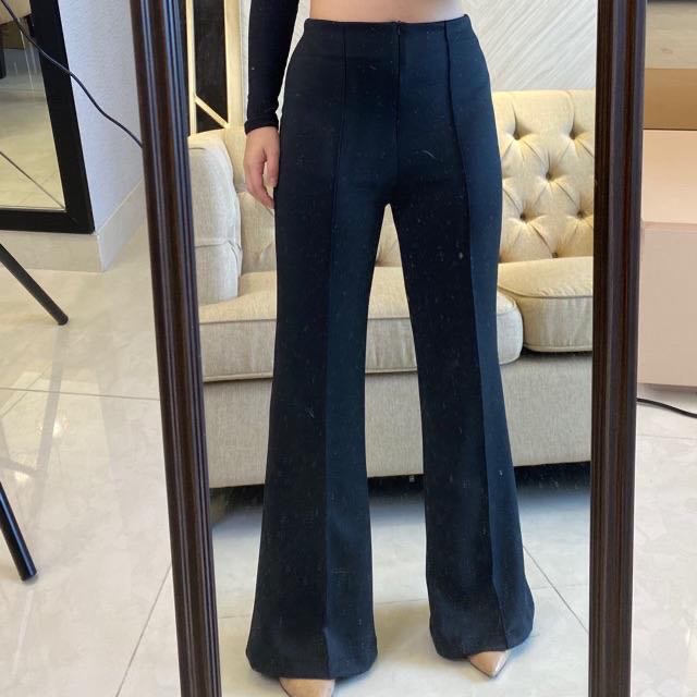 Wide leg pants zara scuba, Fesyen 