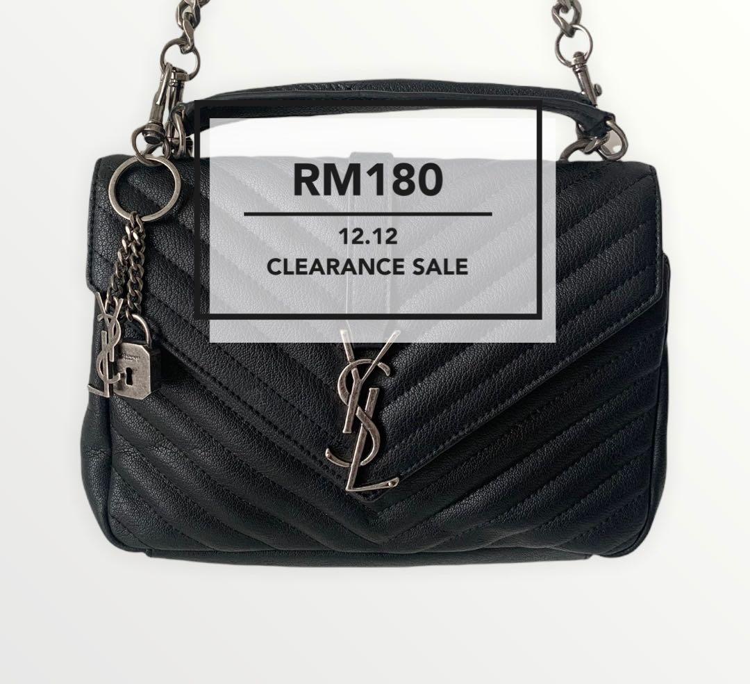 YSL Saint Laurent College Black Caviar Leather Bag With Datecode Serial