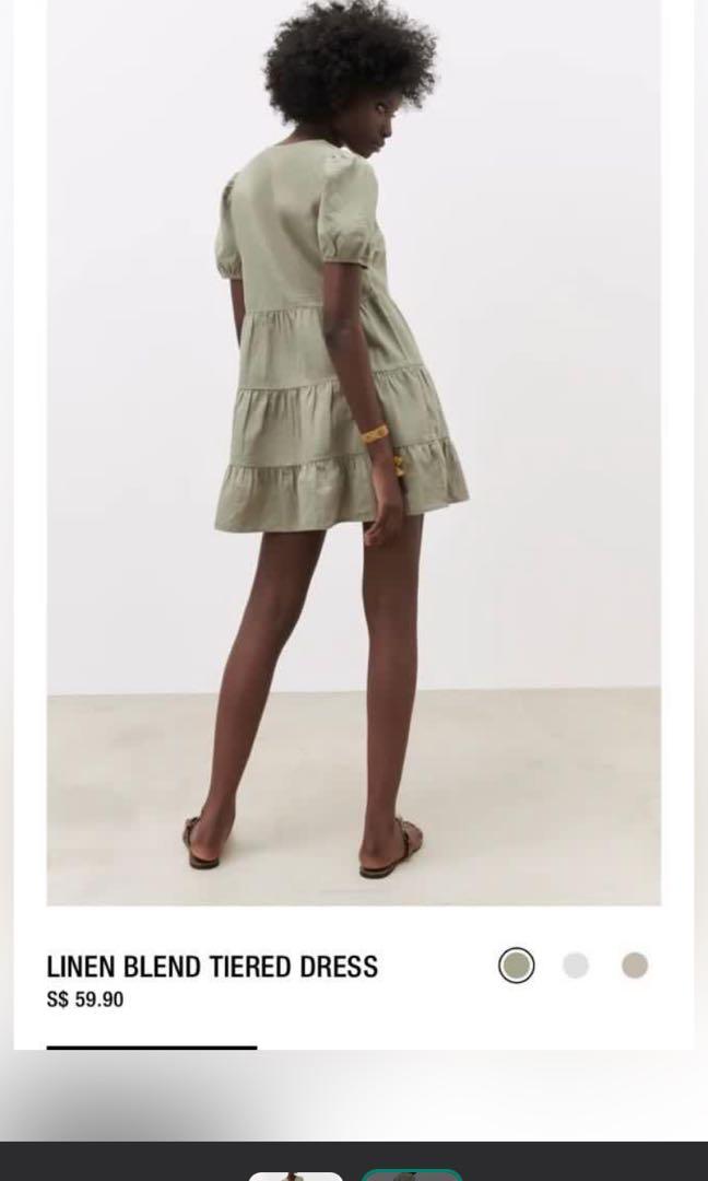 Zara khaki sales linen dress