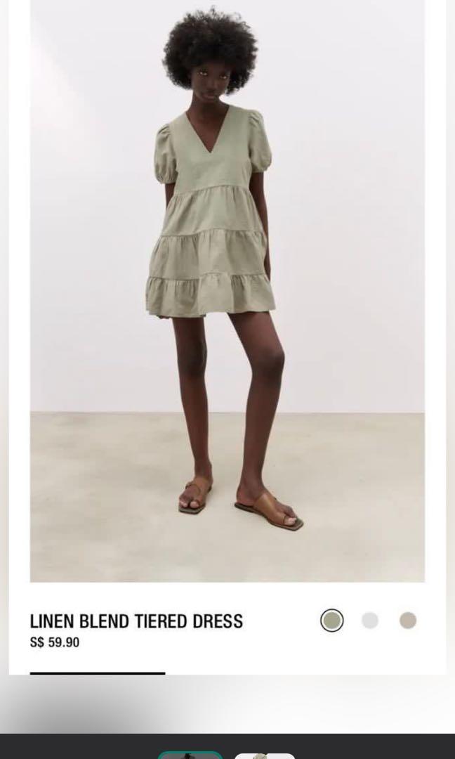 Zara khaki 2025 linen dress
