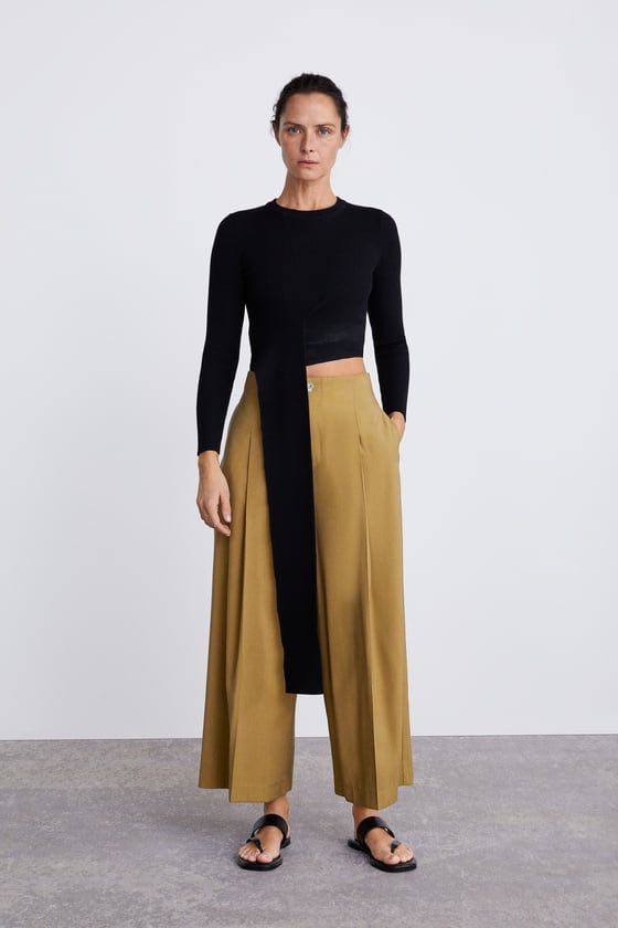 ZARA wide leg pants, Fesyen Wanita 