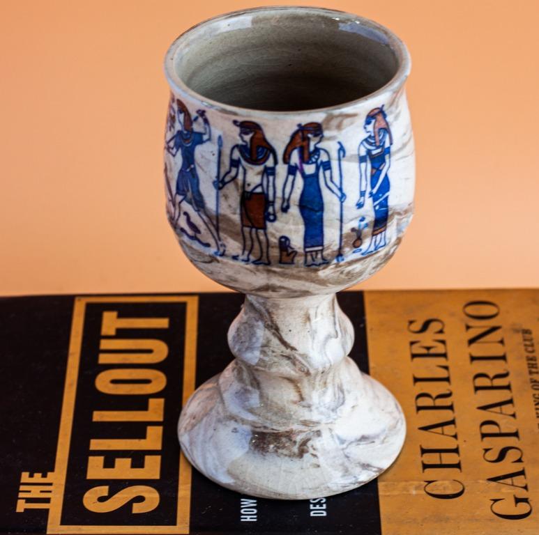 1128202124 EGYPTIAN STONEWARE GOBLET, Furniture & Home Living