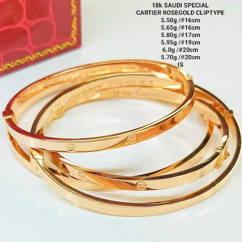17cm Cartier Clip Lock 18k saudi gold, Women's Fashion, Jewelry