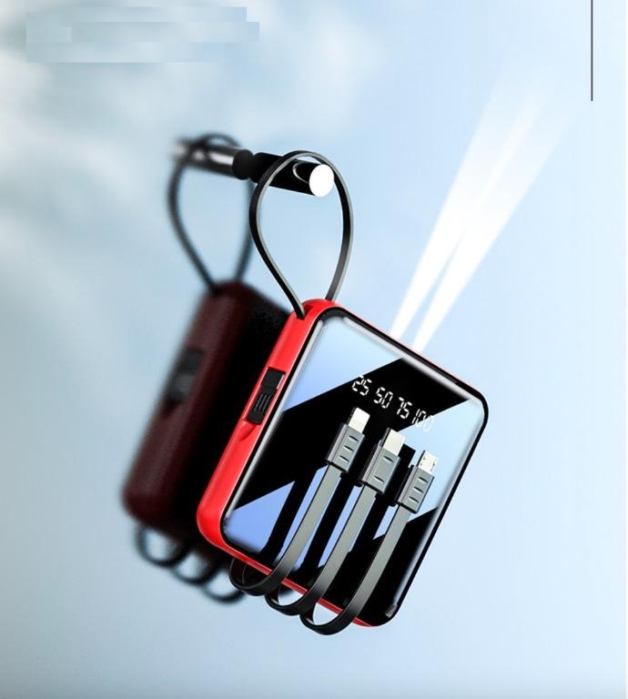 20000 mAh Fast Charging Powerbanks 2 Inputs 5 Outputs Builtin Cables