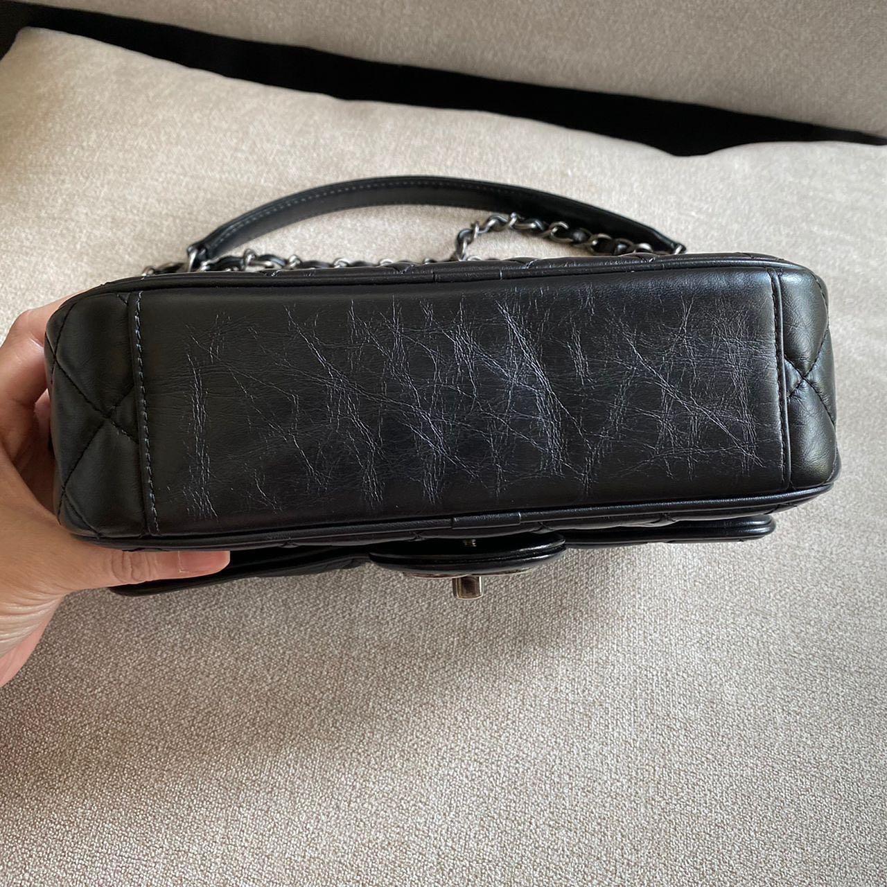 AUTHENTIC CHANEL Aged Calfskin Mini 8 Flap Bag Ruthenium Hardware  🖤‼️FIXED PRICE‼️