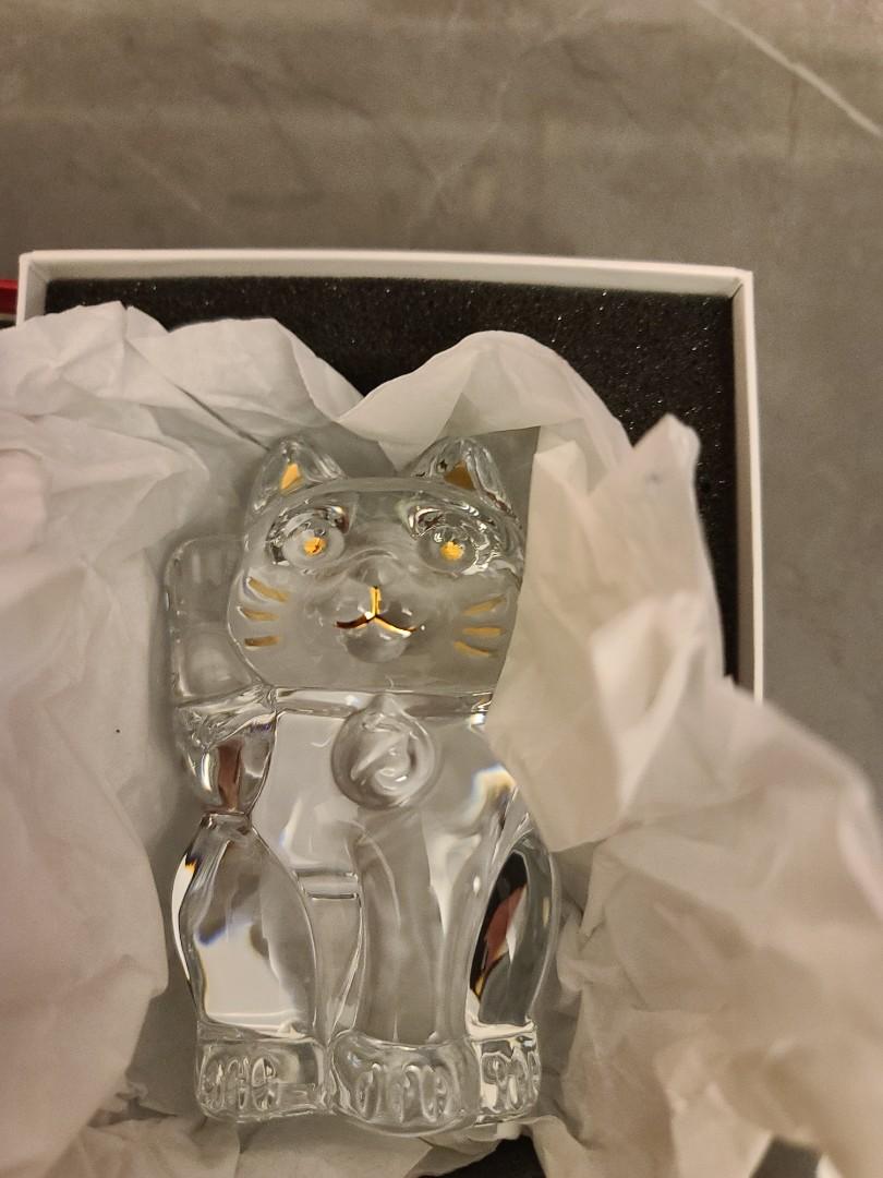 Baccarat crystal 招財猫chat lucky cat 擺設, 傢俬＆家居, 家居裝飾 