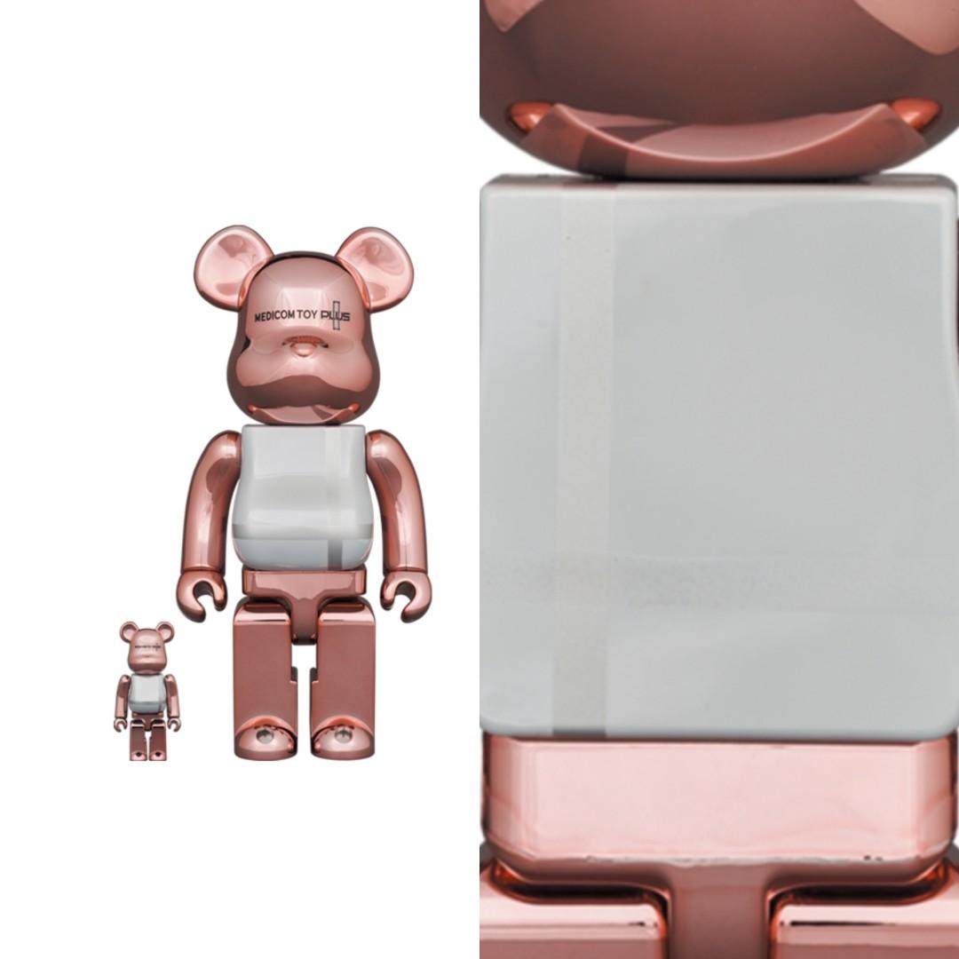 Bearbrick Medicom Toy plus Pink Gold Chrome 400%+100%, Hobbies 
